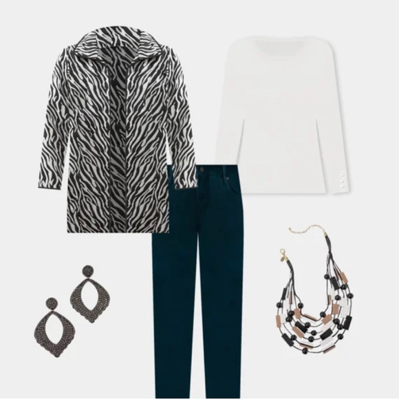 Chico’s Coat Jacket Women’s Size 2 (Large 12) Petite Black & White Beautiful EUC - Picture 5 of 11